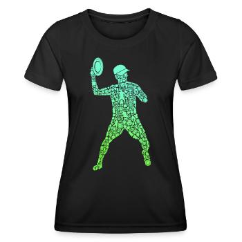 Disc Golf Spieler Symbole Jungen Discgolf - Frauen Funktions-T-Shirt - Schwarz - Vorne - AI Model Female 172 light (172cm)