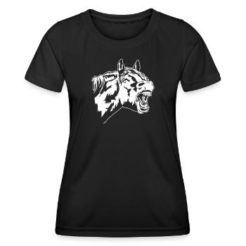 Lustiges Pferd Portrait Pferde Reiter Wilsigns - Frauen Funktions-T-Shirt - Schwarz - Vorne - AI Model Female 172 light (172cm)
