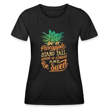 Ananas Sort Drôle - T-shirt sport Femme - noir - Devant - AI Model Female 172 light (172cm)