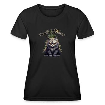 Dreadful Christmas Wütende Grummelige Katze - Frauen Funktions-T-Shirt - Schwarz - Vorne - AI Model Female 172 light (172cm)