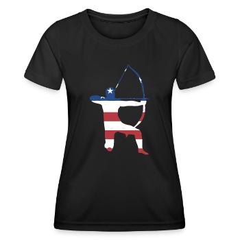 Sport Us Flag Archery - Frauen Funktions-T-Shirt - Schwarz - Vorne - AI Model Female 172 light (172cm)