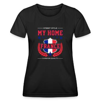 Ma France d’origine - T-shirt sport Femme - noir - Devant - AI Model Female 172 light (172cm)