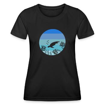 Biologie marine Animal marin Tortue rétro - T-shirt sport Femme - noir - Devant - AI Model Female 172 light (172cm)