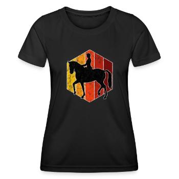 Dressur Dressurreiten Dressurreiter Reiten Pferd - Frauen Funktions-T-Shirt - Schwarz - Vorne - AI Model Female 172 light (172cm)