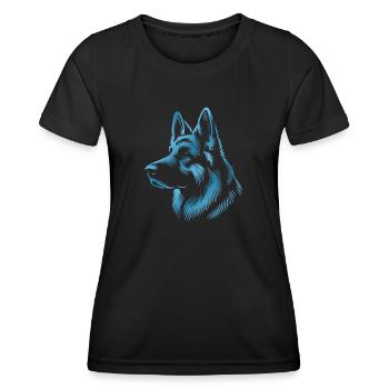 Tête de Berger Allemand Bleu - T-shirt sport Femme - noir - Devant - AI Model Female 172 light (172cm)