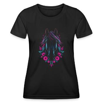 Horse and Flowers - Women's Functional T-Shirt - black - Front - AI Model Female 172 light (172cm)