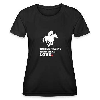 J’adore les courses de chevaux - T-shirt sport Femme - noir - Devant - AI Model Female 172 light (172cm)
