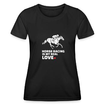 J’adore les courses de chevaux - T-shirt sport Femme - noir - Devant - AI Model Female 172 light (172cm)