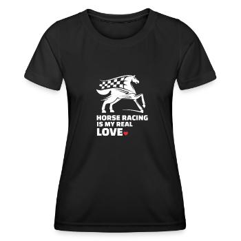 J’adore les courses de chevaux - T-shirt sport Femme - noir - Devant - AI Model Female 172 light (172cm)