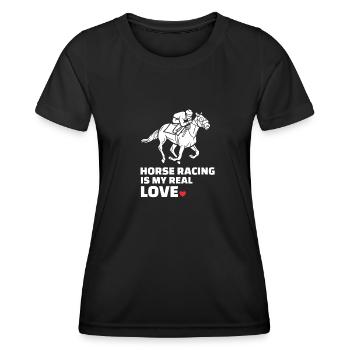 J’adore les courses de chevaux - T-shirt sport Femme - noir - Devant - AI Model Female 172 light (172cm)