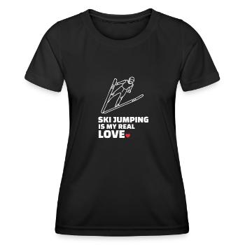 J’adore le saut à ski - T-shirt sport Femme - noir - Devant - AI Model Female 172 light (172cm)