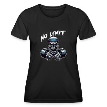 No Limit Workout Bodybuilding Skull mit Hantel - Frauen Funktions-T-Shirt - Schwarz - Vorne - AI Model Female 172 light (172cm)
