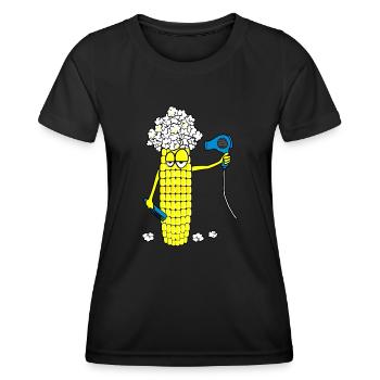 Maiskolben Föhn - Frauen Funktions-T-Shirt - Schwarz - Vorne - AI Model Female 172 light (172cm)