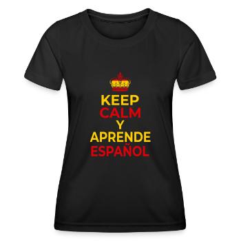 Learn Spanish Spanish Course Saying - Women's Functional T-Shirt - black - Front - AI Model Female 172 light (172cm)