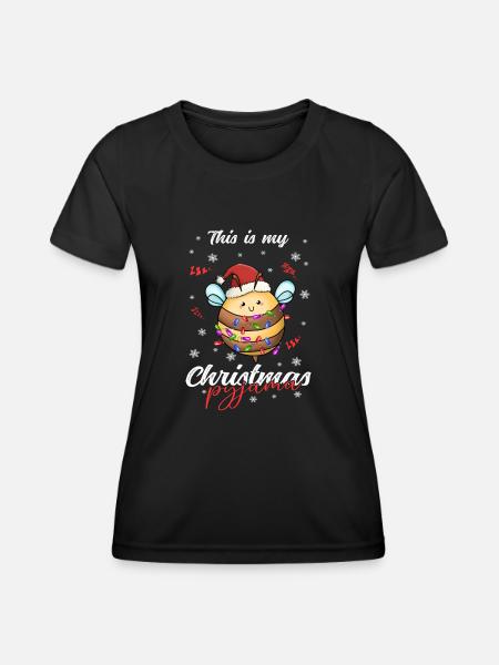 lustig Biene Weihnachten Weihnachtsschlafanzug - Frauen Funktions-T-Shirt - Schwarz