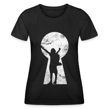 Schlüsselschloss - Wandern - - Frauen Funktions-T-Shirt - Schwarz - Vorne - AI Model Female 172 light (172cm)