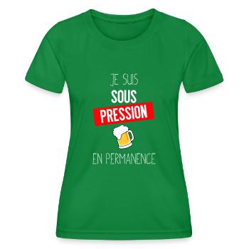 je suis sous pression cadeau - T-shirt sport Femme - vert - Devant - AI Model Female 172 dark (172cm)