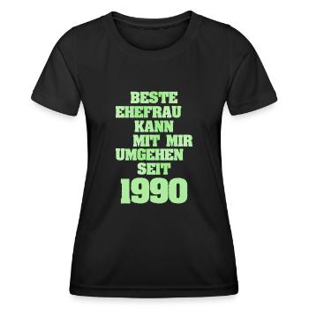 seit 1990 - Frauen Funktions-T-Shirt - Schwarz - Vorne - AI Model Female 172 light (172cm)