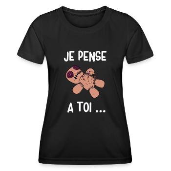 je pense à toi - T-shirt sport Femme - noir - Devant - AI Model Female 172 light (172cm)