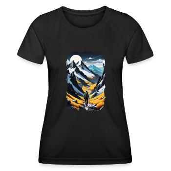 Natur & Bergwandern - Frauen Funktions-T-Shirt - Schwarz - Vorne - AI Model Female 172 light (172cm)