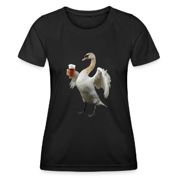 Schwan Bier - Frauen Funktions-T-Shirt - Schwarz - Vorne - AI Model Female 172 light (172cm)