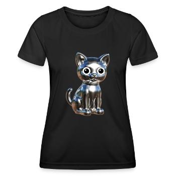 Metallic Chrom Elegance - Frauen Funktions-T-Shirt - Schwarz - Vorne - AI Model Female 172 light (172cm)
