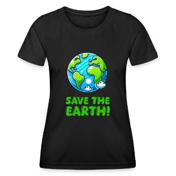 erde planet save the earth - Frauen Funktions-T-Shirt - Schwarz - Vorne - AI Model Female 172 light (172cm)