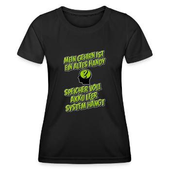 Mein Gehirn ist ein altes Handy … - Frauen Funktions-T-Shirt - Schwarz - Vorne - AI Model Female 172 light (172cm)