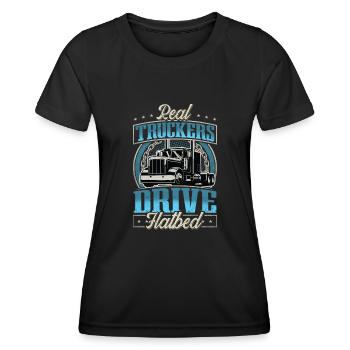 LKW Fahrer - Frauen Funktions-T-Shirt - Schwarz - Vorne - AI Model Female 172 light (172cm)