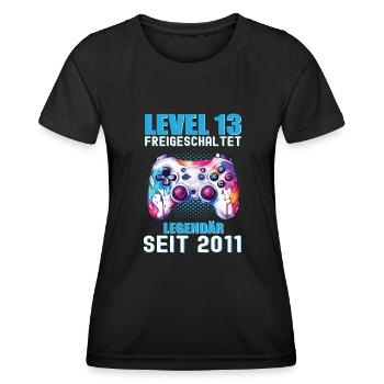 13. Geburtstag Level 13 Freigeschaltet Gamer - Frauen Funktions-T-Shirt - Schwarz - Vorne - AI Model Female 172 light (172cm)