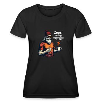 Zeus prépare également du café artisanal ! - T-shirt sport Femme - noir - Devant - AI Model Female 172 light (172cm)