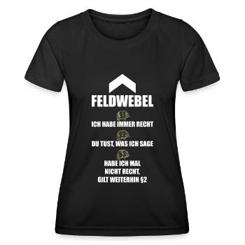 BUNDESWEHR FELDWEBEL - Frauen Funktions-T-Shirt - Schwarz - Vorne - AI Model Female 172 light (172cm)