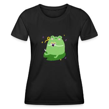 Sweet frog with non-binary pride flag colors - Women's Functional T-Shirt - black - Front - AI Model Female 172 light (172cm)