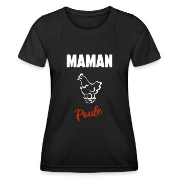 Maman poule - T-shirt sport Femme - noir - Devant - AI Model Female 172 light (172cm)