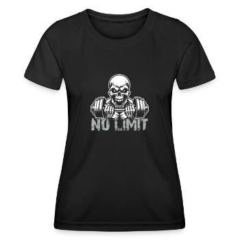 No Limit Hard Workout Skull with Dumbbell - Women's Functional T-Shirt - black - Front - AI Model Female 172 light (172cm)
