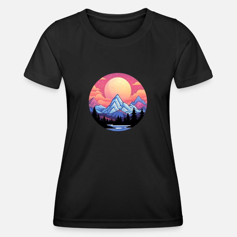 Mountains Vaporwave - Women's Functional T-Shirt - black