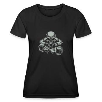 No Limit Hard Workout Skull with Dumbbell - Women's Functional T-Shirt - black - Front - AI Model Female 172 light (172cm)