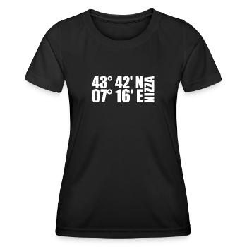 Nizza Koordinaten - Frauen Funktions-T-Shirt - Schwarz - Vorne - AI Model Female 172 light (172cm)