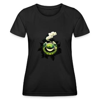 Cup of Tea I Green Tea Motif Gift Tea Lovers - Women's Functional T-Shirt - black - Front - AI Model Female 172 light (172cm)