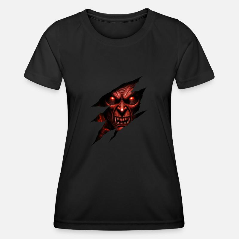 A demonic, red-eyed creature - Women's Functional T-Shirt - black