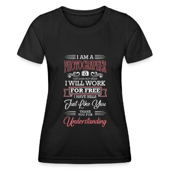 Photography Photographer Art Motif - Women's Functional T-Shirt - black - Front - AI Model Female 172 light (172cm)