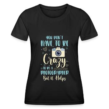 Photographe Photographie Objectif Appareil photo numérique - T-shirt sport Femme - noir - Devant - AI Model Female 172 light (172cm)