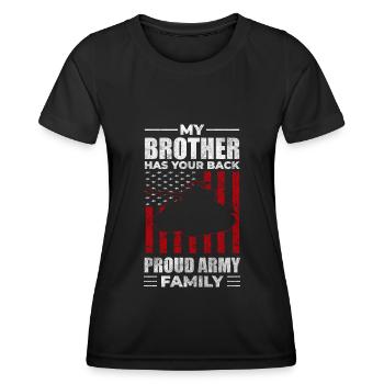 Leopard Soldat Feuerkraft - Frauen Funktions-T-Shirt - Schwarz - Vorne - AI Model Female 172 light (172cm)