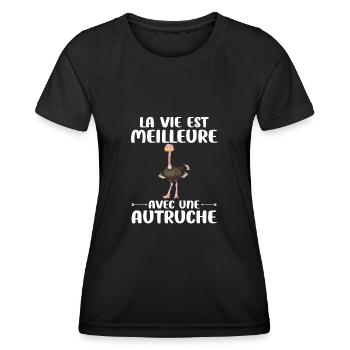 Ostriches Life is better with an Ostrich - Women's Functional T-Shirt - black - Front - AI Model Female 172 light (172cm)