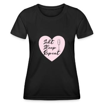 Sekt Sleep Repeat JGA Abschied HEN Party - Frauen Funktions-T-Shirt - Schwarz - Vorne - AI Model Female 172 light (172cm)
