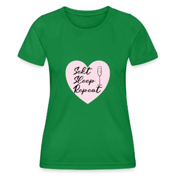 Sekt Sleep Repeat JGA Abschied HEN Party - Frauen Funktions-T-Shirt - Kelly Green - Vorne - AI Model Female 172 dark (172cm)