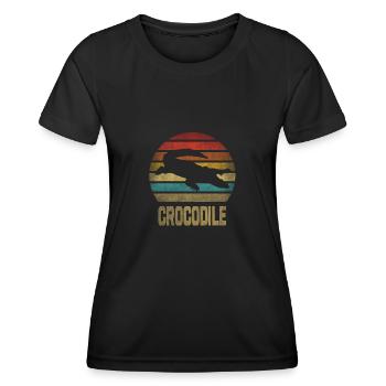 Crocodile Croco Croc Rétro Vintage Coucher de Soleil - T-shirt sport Femme - noir - Devant - AI Model Female 172 light (172cm)