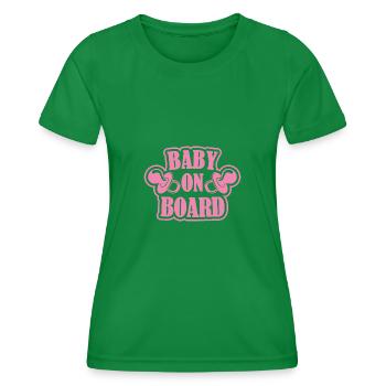 Bébé à bord - T-shirt sport Femme - vert - Devant - AI Model Female 172 dark (172cm)