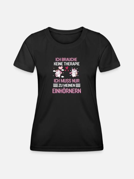 Einhorn Therapie Magisches Tier Geschenk Einhorn - Frauen Funktions-T-Shirt - Schwarz