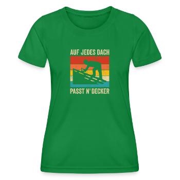 Lustiges Dachdecker Retro Vintage Design - Frauen Funktions-T-Shirt - Kelly Green - Vorne - AI Model Female 172 dark (172cm)